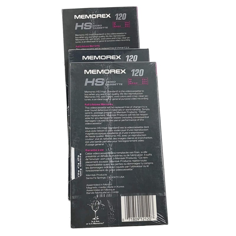 Memorex 3 Pack HS T-120 Minute Video Tape - Image 2